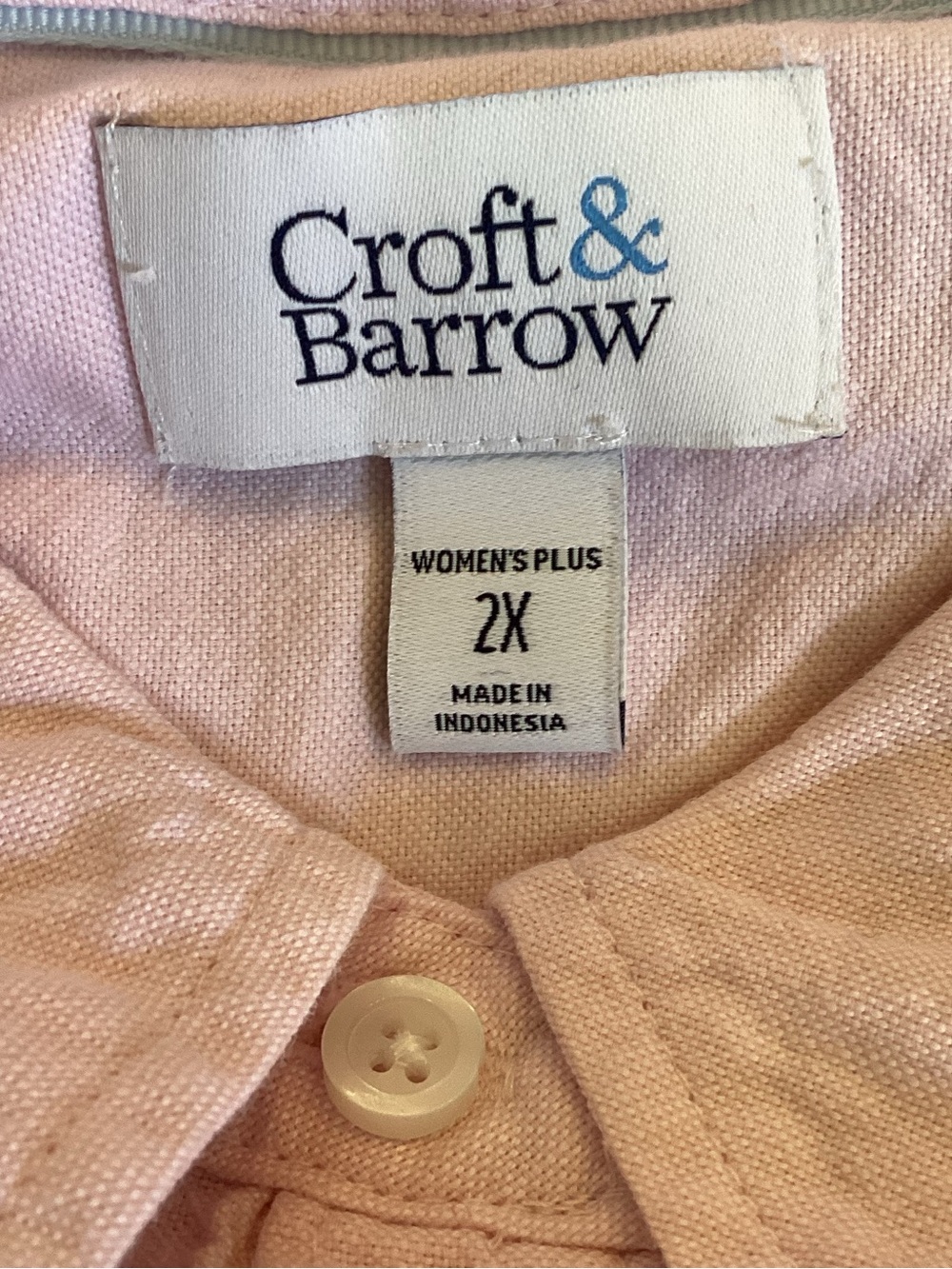 croft & barrow Plus Size 2X Pink Button-Down Shirt 100% Cotton’s - Picture 9 of 10
